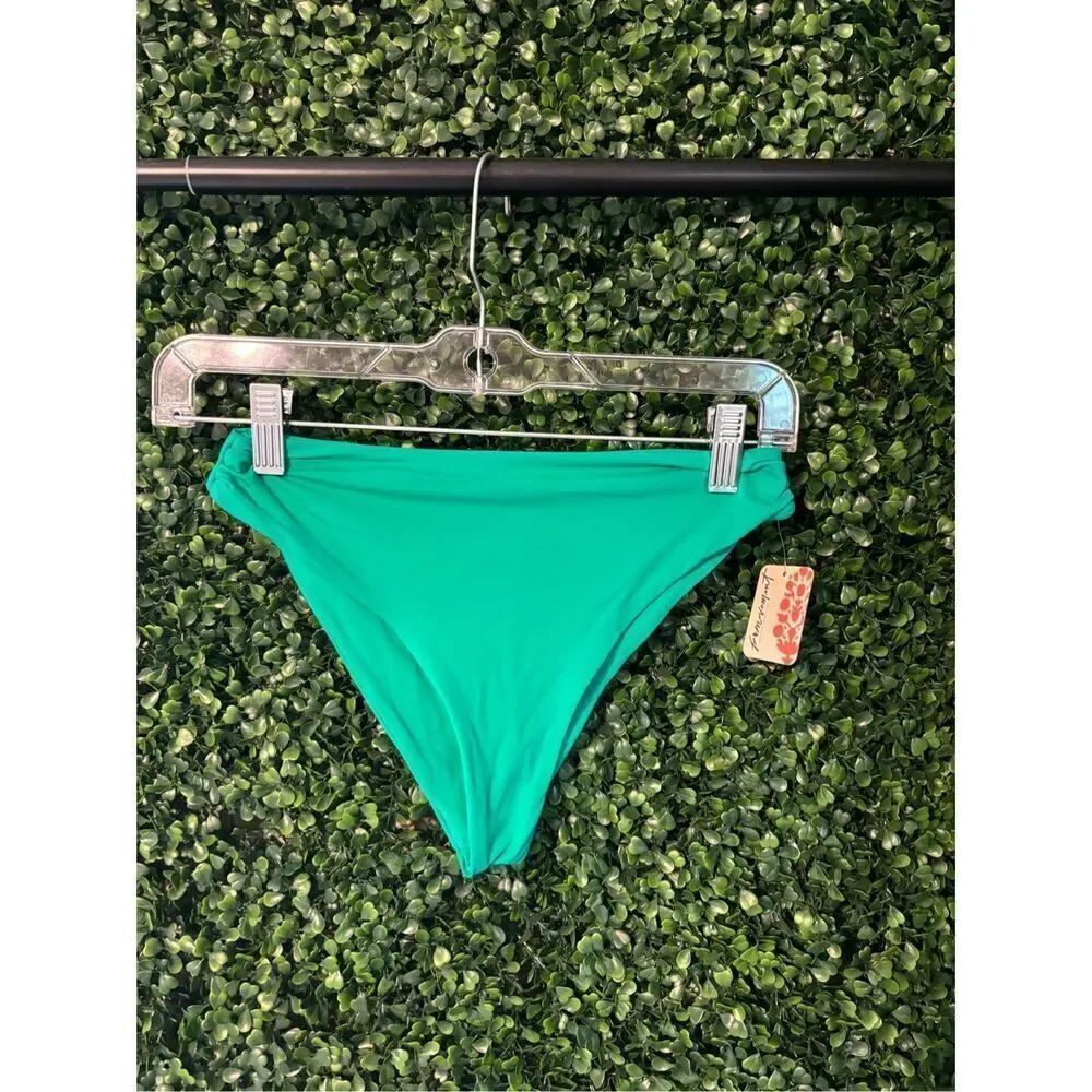 Free People Toast Swim Signature Cinch Bikini Bottoms Sz Small NWT Emerald